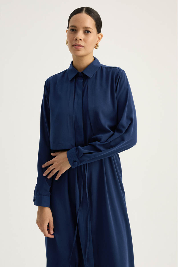 Medina Silk Dress Navy Blue - 3