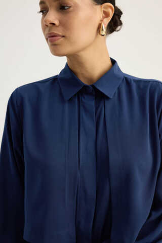 Medina Silk Dress Navy Blue - 5