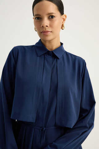 Medina Silk Dress Navy Blue - 7