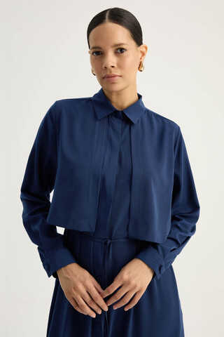 Medina Silk Dress Navy Blue - 4