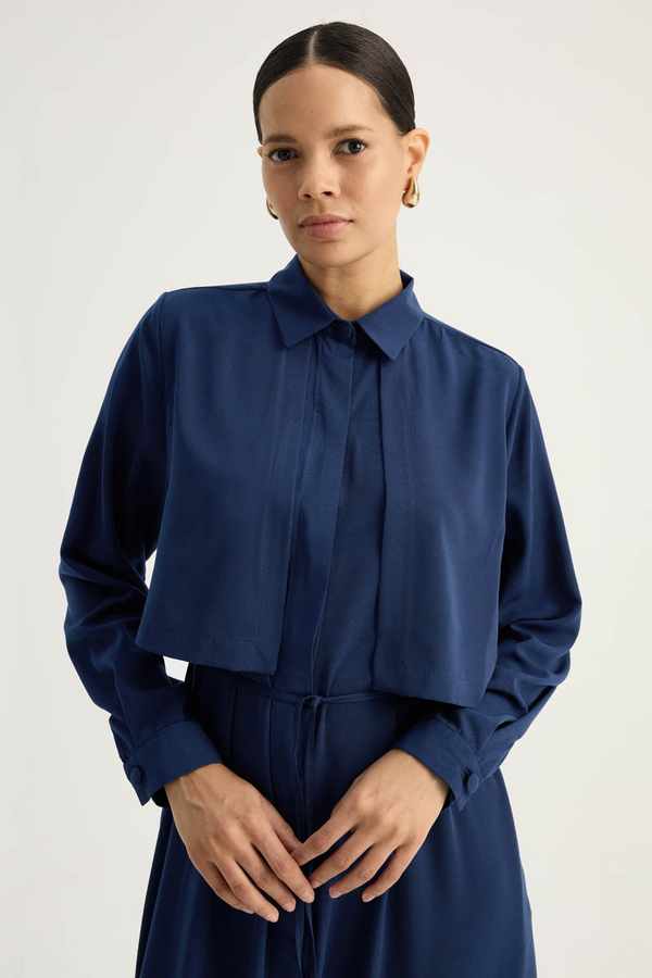 Medina Silk Dress Navy Blue - 4