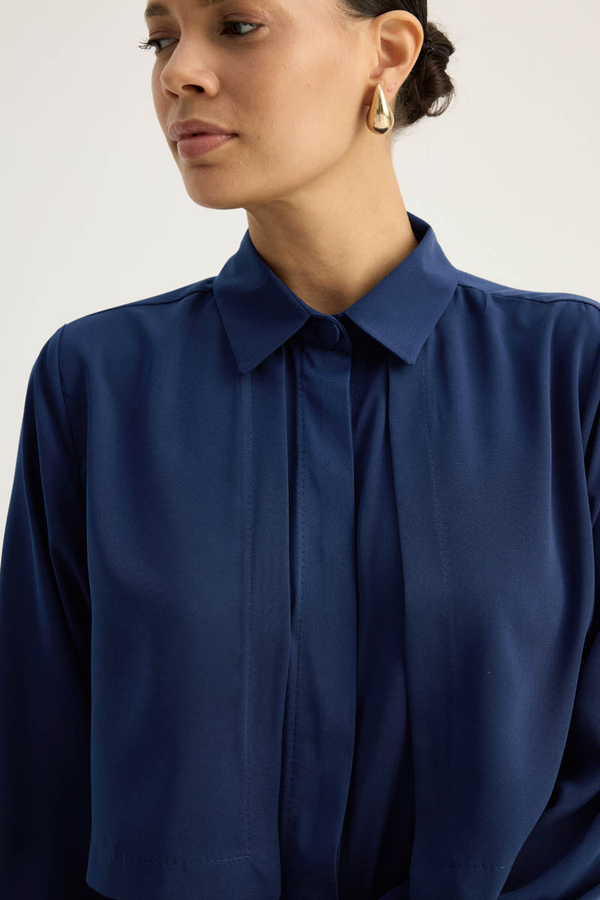 Medina Silk Dress Navy Blue - 5