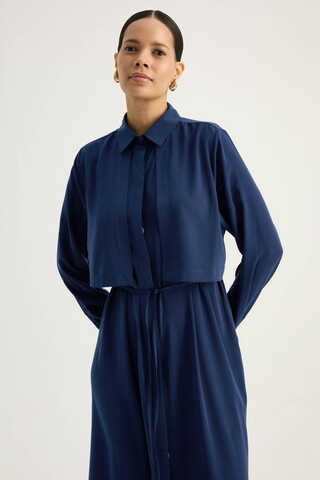 Medina Silk Dress Navy Blue - 6