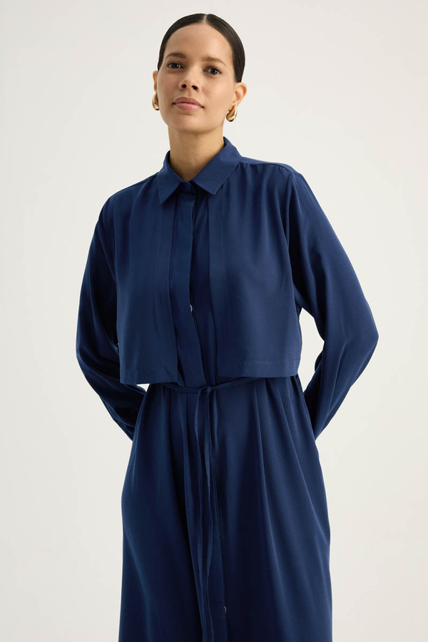 Medina Silk Dress Navy Blue - 6