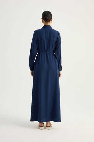 Medina Silk Dress Navy Blue - 8