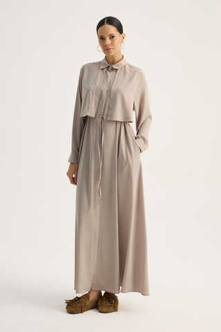 Medina Silk Dress Stone - 1