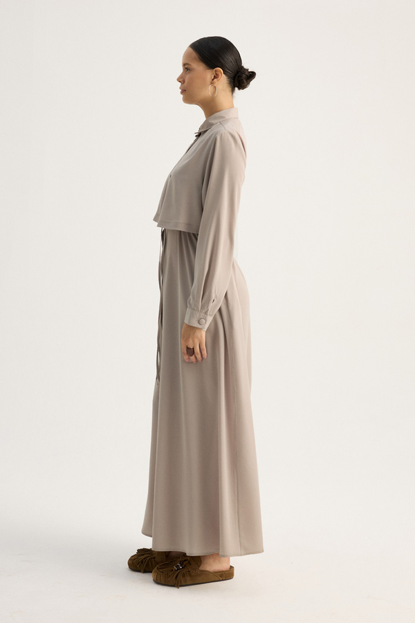 Medina Silk Dress Stone - 6