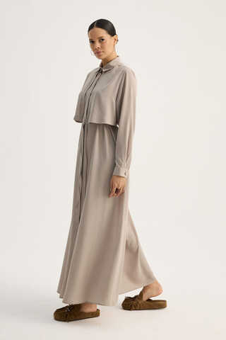 Medina Silk Dress Stone - 9