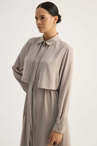 Medina Silk Dress Stone - 7