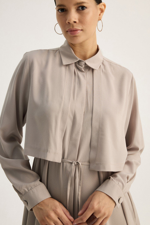 Medina Silk Dress Stone - 3