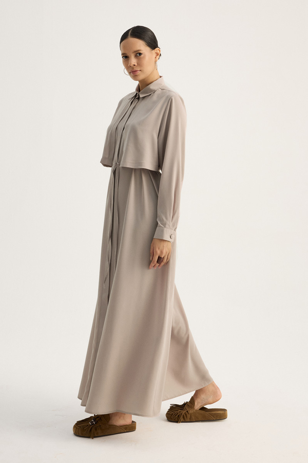 Medina Silk Dress Stone - 9