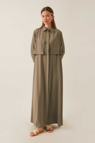 Medine İpeği Elbise Toprak - 1