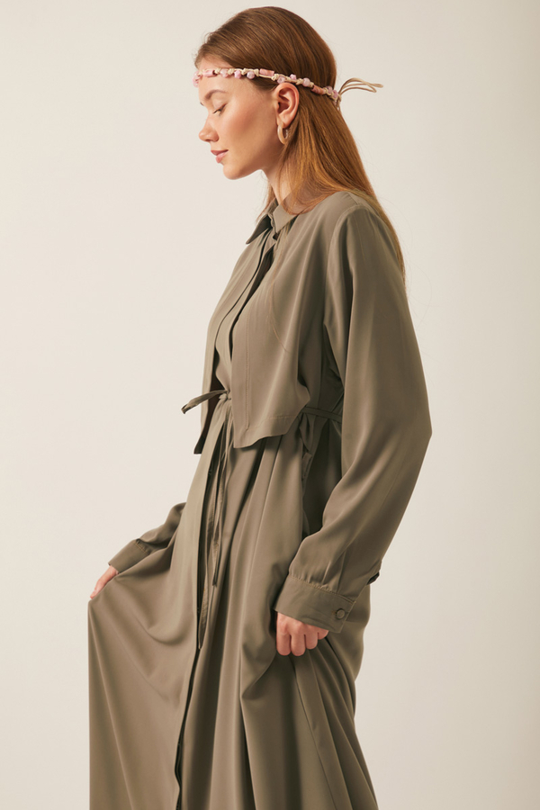 Medine İpeği Elbise Toprak - 4