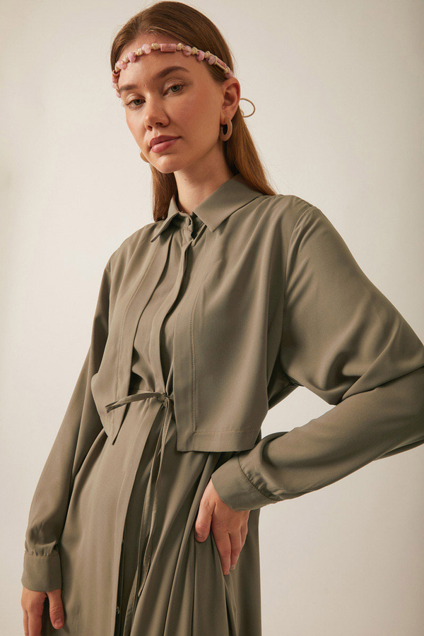 Medine İpeği Elbise Toprak - 7