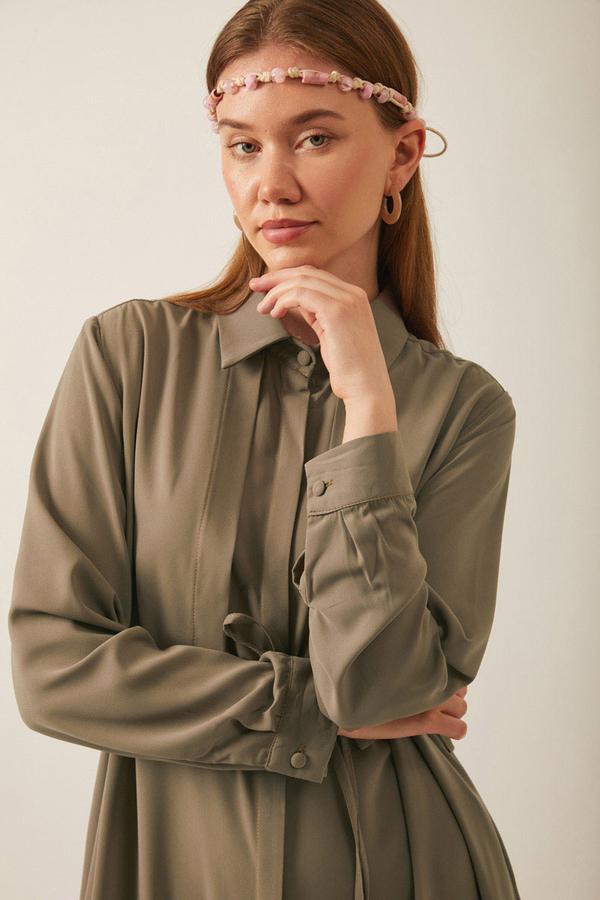 Medine İpeği Elbise Toprak - 8