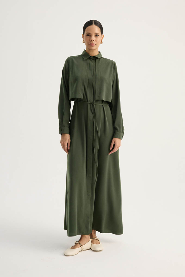 Medine İpeği Elbise Yeşil 