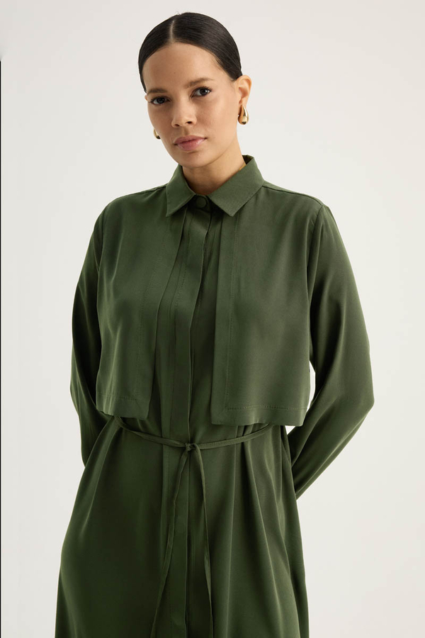 Medine İpeği Elbise Yeşil - 6