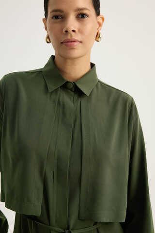 Medine İpeği Elbise Yeşil - 7