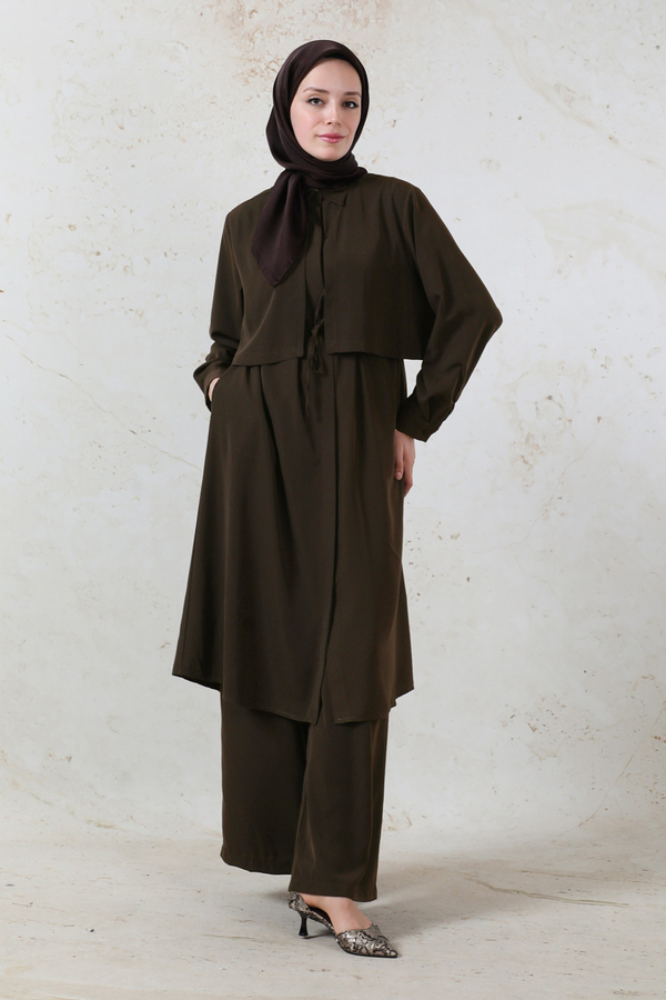 Medine İpeği Rüzgarlıklı Takım Acı Kahve - 1