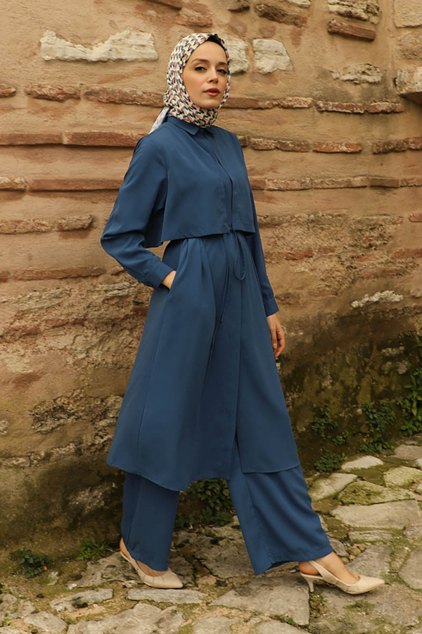Medine İpeği Rüzgarlıklı Takım İndigo - 5