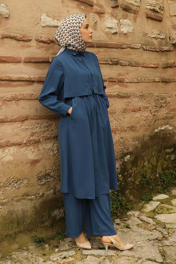 Medine İpeği Rüzgarlıklı Takım İndigo - 3