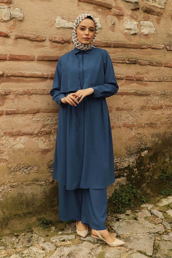 Medine İpeği Rüzgarlıklı Takım İndigo - 4