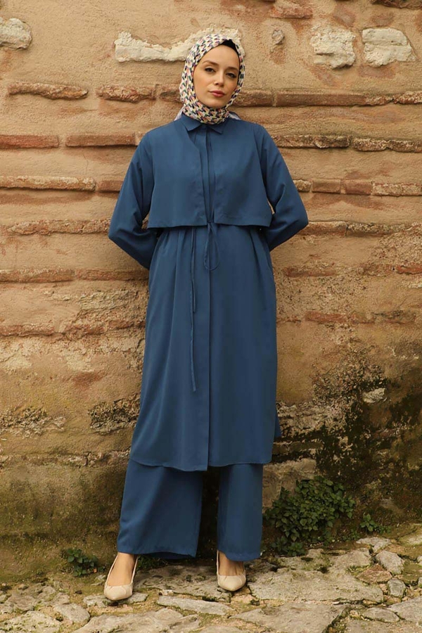 Medine İpeği Rüzgarlıklı Takım İndigo - 1