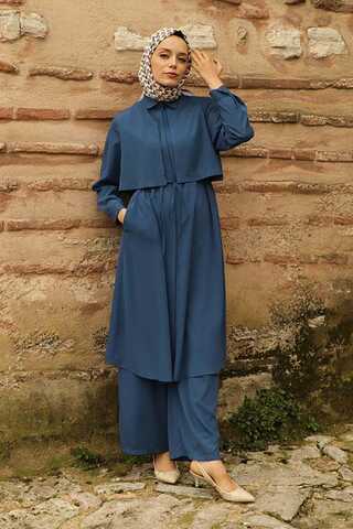 Medine İpeği Rüzgarlıklı Takım İndigo - 2