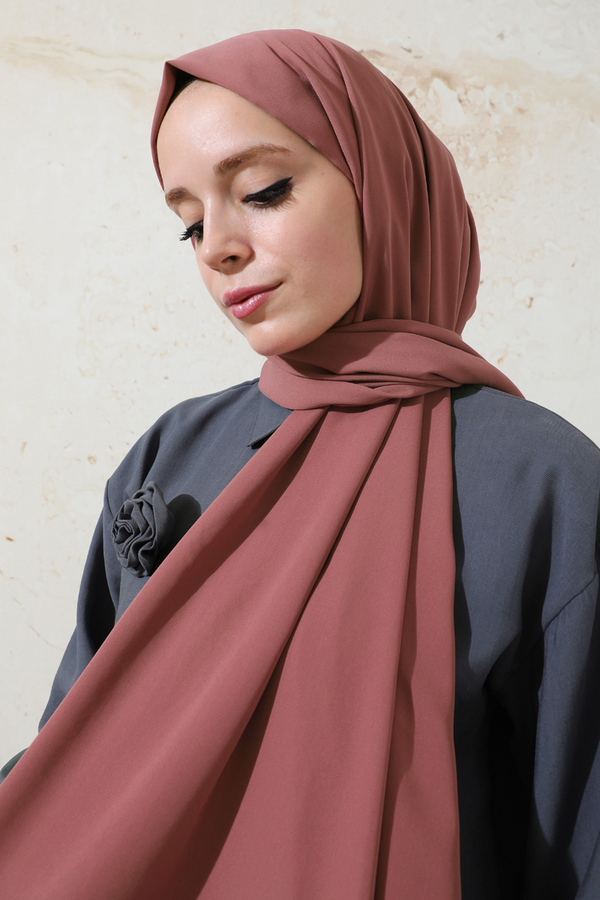 Medine İpeği Şal Gül Kurusu - 5