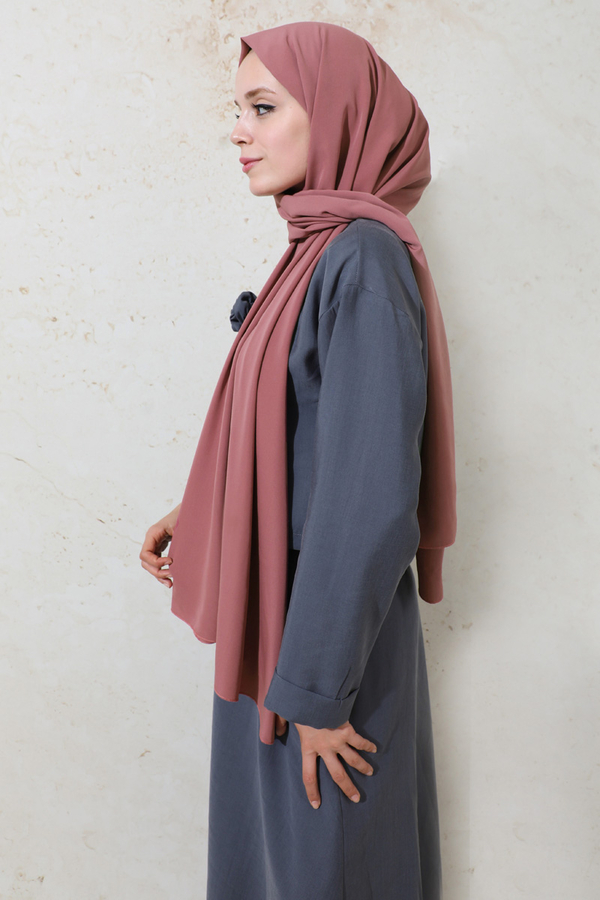 Medine İpeği Şal Gül Kurusu - 6