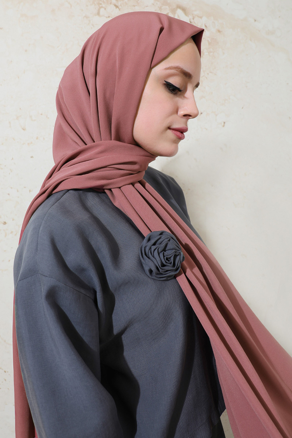 Medine İpeği Şal Gül Kurusu - 3