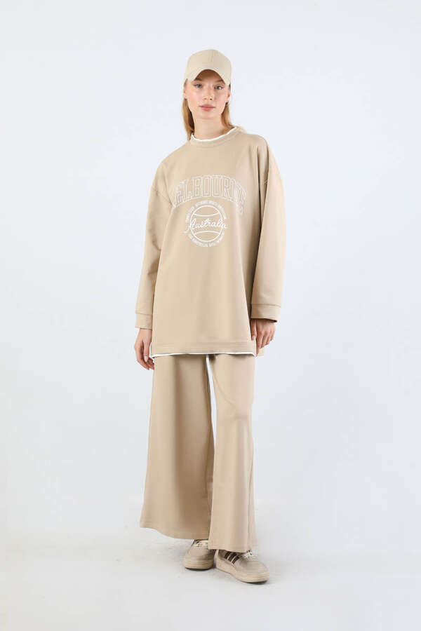 Melbourne Baskılı Spor Takım Bej - 1