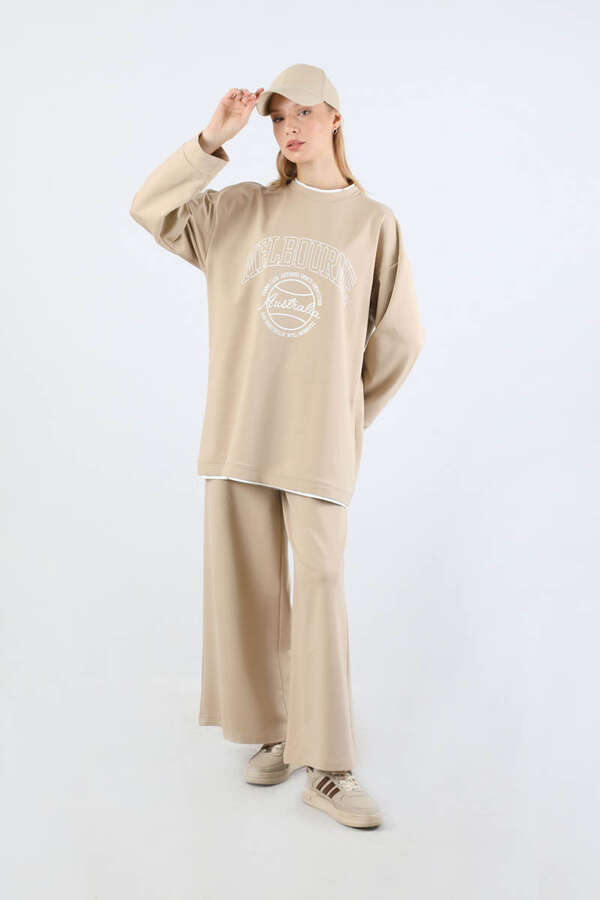 Melbourne Baskılı Spor Takım Bej - 3