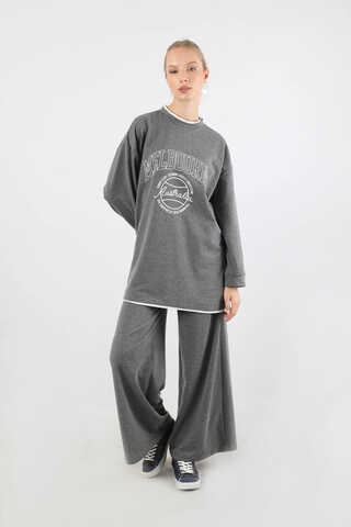 Melbourne Baskılı Spor Takım Gri - 3