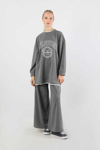 Melbourne Baskılı Spor Takım Gri - 5