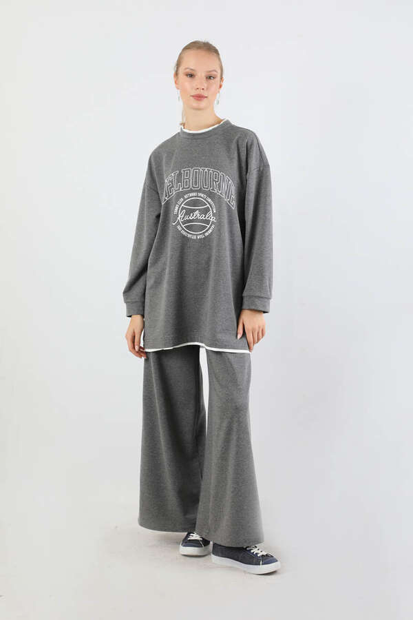 Melbourne Baskılı Spor Takım Gri - 5