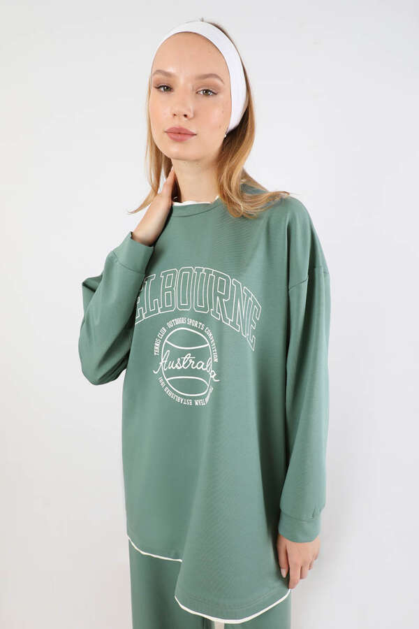 Melbourne Baskılı Spor Takım Mint - 2