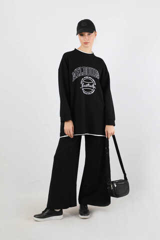 Melbourne Baskılı Spor Takım Siyah - 1