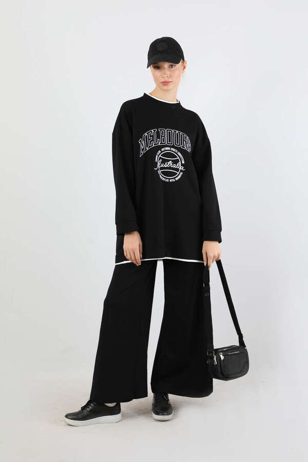 Melbourne Baskılı Spor Takım Siyah - 1