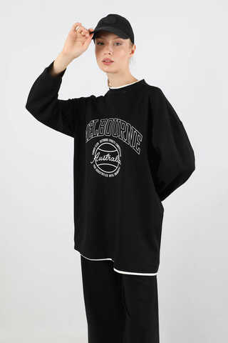 Melbourne Baskılı Spor Takım Siyah - 2