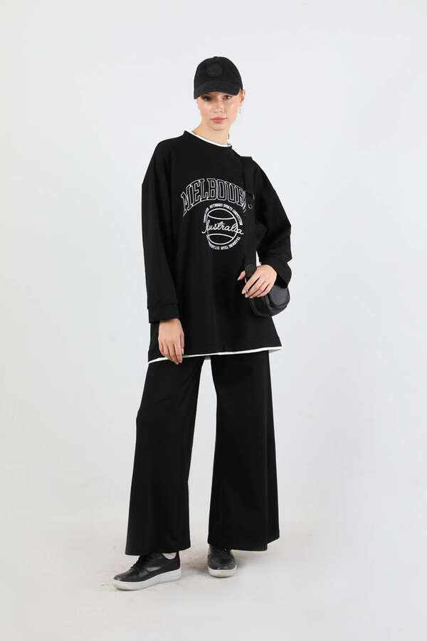 Melbourne Baskılı Spor Takım Siyah - 3