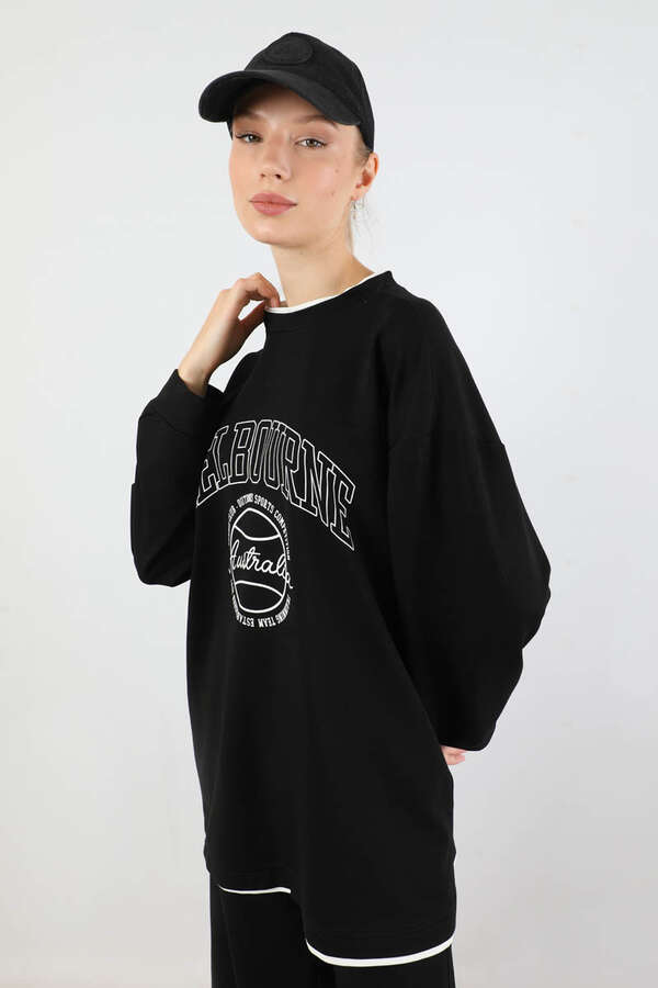 Melbourne Baskılı Spor Takım Siyah - 4