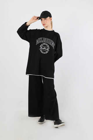 Melbourne Baskılı Spor Takım Siyah - 5