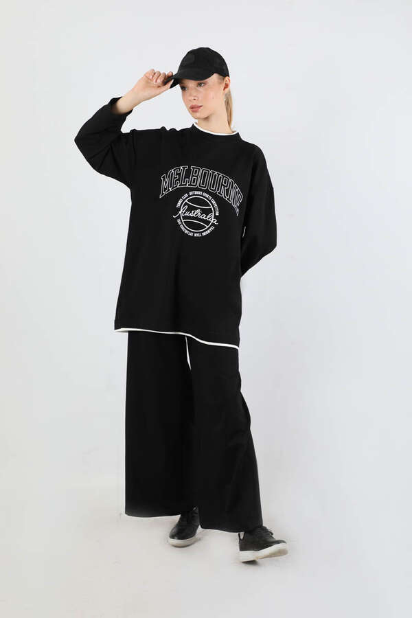Melbourne Baskılı Spor Takım Siyah - 5