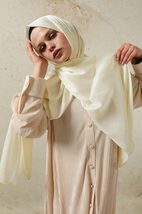 Melisa Jakarlı Şal Ekru - 1