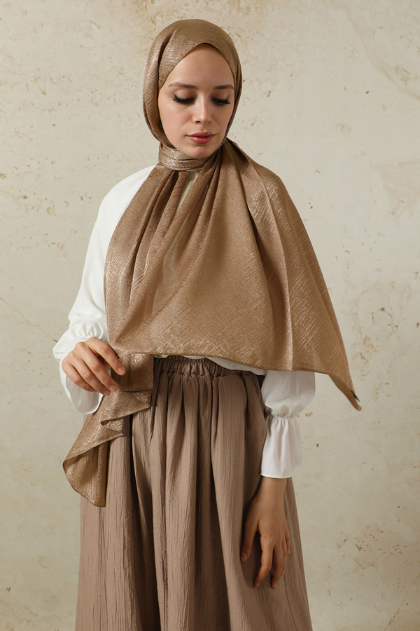 Melisa Jakarlı Şal Koyu Vizon - 1