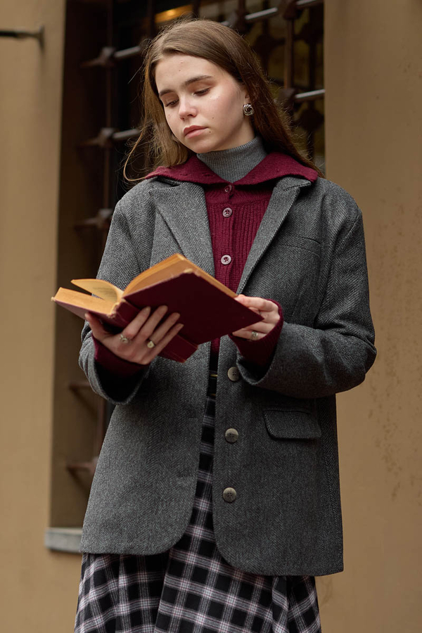 Melton Blazer Jacket Anthracite - 16