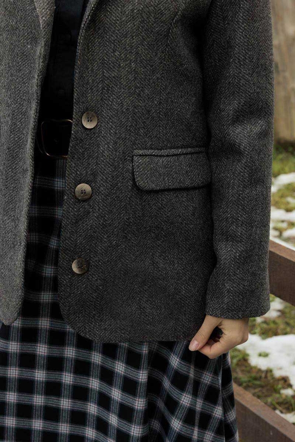 Melton Blazer Jacket Anthracite - 12