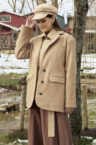 Melton Blazer Jacket Beige - 9