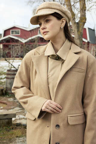 Melton Blazer Jacket Beige - 11